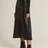 Brae Leather Midi Skirt
