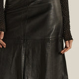 Brae Leather Midi Skirt