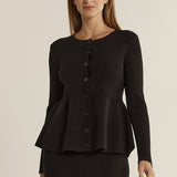Vale Peplum Cardigan - Black