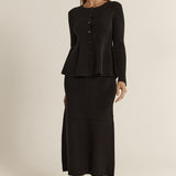 Vale Peplum Cardigan - Black