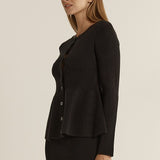Vale Peplum Cardigan - Black