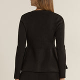 Vale Peplum Cardigan - Black