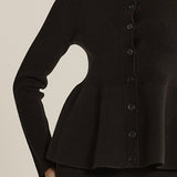 Vale Peplum Cardigan - Black