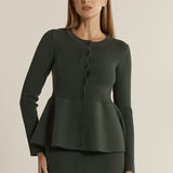 Vale Peplum Cardigan - Khaki