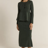 Vale Peplum Cardigan - Khaki