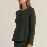 Vale Peplum Cardigan - Khaki