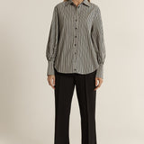 Elm Balloon Sleeve Shirt - Black Stripe