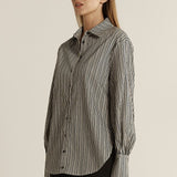 Elm Balloon Sleeve Shirt - Black Stripe