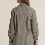 Elm Balloon Sleeve Shirt - Black Stripe
