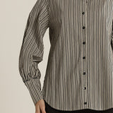 Elm Balloon Sleeve Shirt - Black Stripe