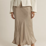Anya Bias Cut Skirt - Champagne
