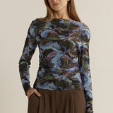 Alix Mesh Top - Blurred Floral