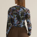 Alix Mesh Top - Blurred Floral