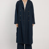 Koa Denim Trench Coat - Indigo