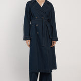 Koa Denim Trench Coat - Indigo