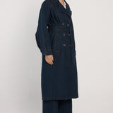 Koa Denim Trench Coat - Indigo