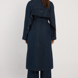Koa Denim Trench Coat - Indigo