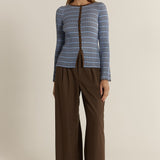 Nesta Check Knit Top - Blue/Chocolate