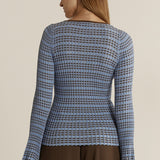 Nesta Check Knit Top - Blue/Chocolate