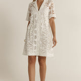Elara Broderie Shirt Dress - Ivory