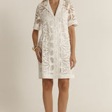Elara Broderie Shirt Dress - Ivory