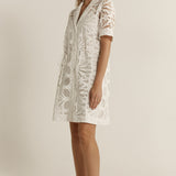 Elara Broderie Shirt Dress - Ivory