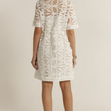 Elara Broderie Shirt Dress - Ivory
