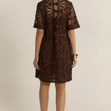 Elara Broderie Shirt Dress - Chocolate