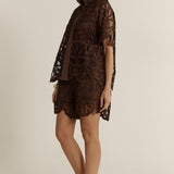 Elara Broderie Blouse - Chocolate