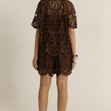 Elara Broderie Blouse - Chocolate