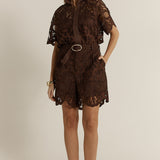 Elara Broderie Short - Chocolate