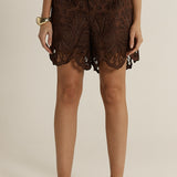 Elara Broderie Short - Chocolate