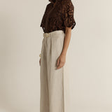 Amara Belted Pant - Flax