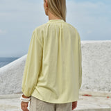 Shae Split Neck Blouse - Lemon
