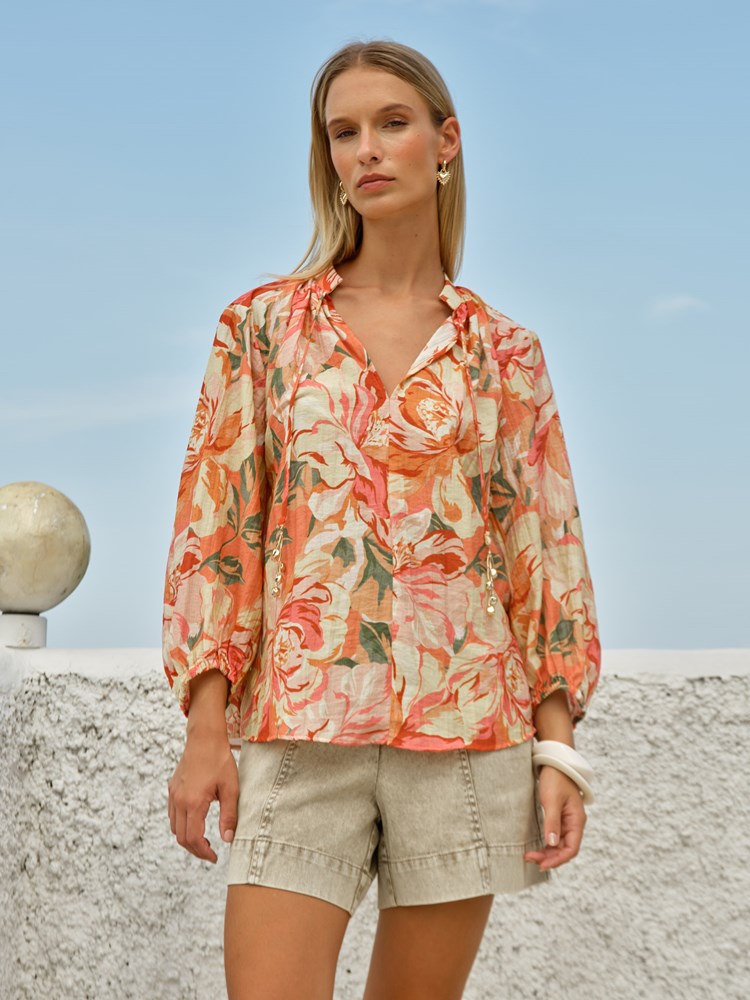 Shae Split Neck Blouse in Petal | Fate + Becker