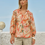 Shae Split Neck Blouse in Petal | Fate + Becker
