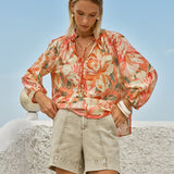 Shae Split Neck Blouse in Petal | Fate + Becker - view 2