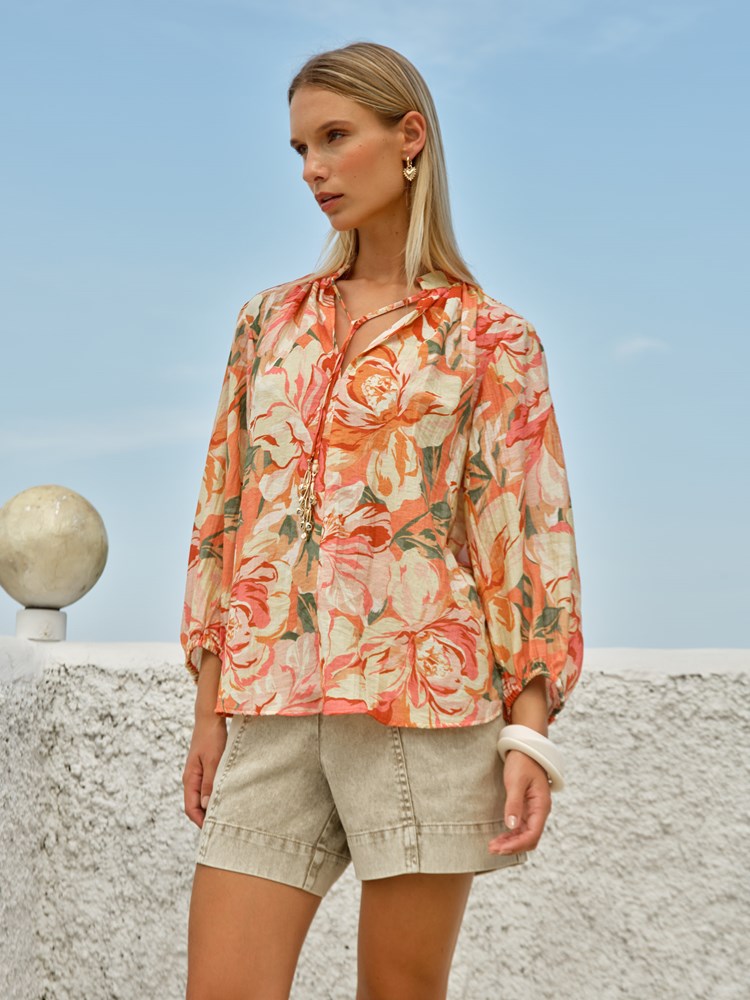 Shae Split Neck Blouse in Petal | Fate + Becker - view 3