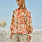 Shae Split Neck Blouse in Petal | Fate + Becker - view 3