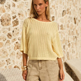 Mila Pointelle Top in Lemon | Fate + Becker