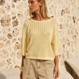 Mila Pointelle Top in Lemon | Fate + Becker - view 2
