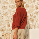 Mila Pointelle Top in Red Clay | Fate + Becker - view 2