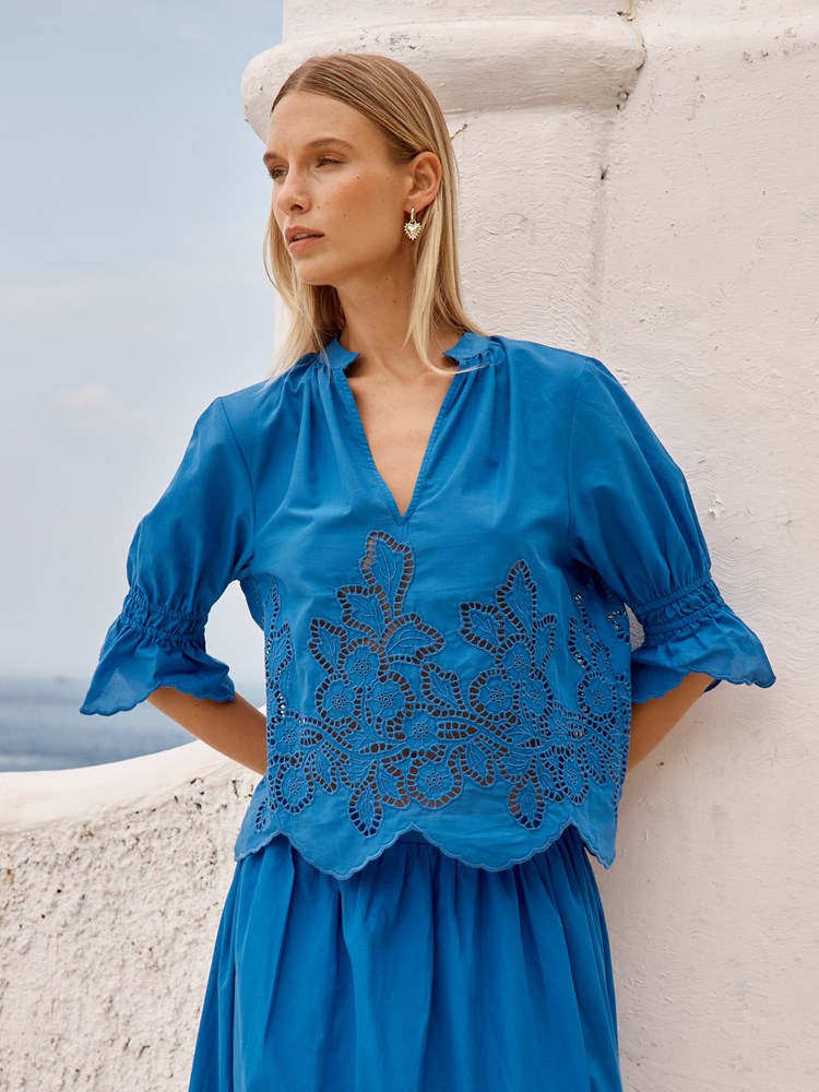Cosette Blouse in Cobalt | Fate + Becker - view 2