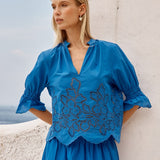Cosette Blouse in Cobalt | Fate + Becker - view 2