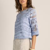 Gaia Lace Top - Powder Blue
