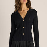 Audrey Pointelle Top - Black