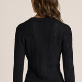 Audrey Pointelle Top - Black
