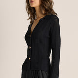 Audrey Pointelle Top - Black