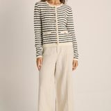 Elle Stripe Knit Cardigan - Navy/Cream
