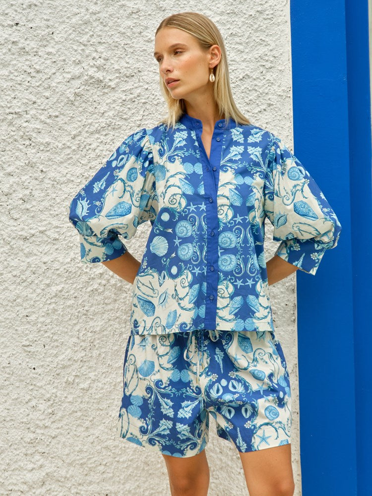 Saskia Balloon Shirt in Oceania | Fate + Becker